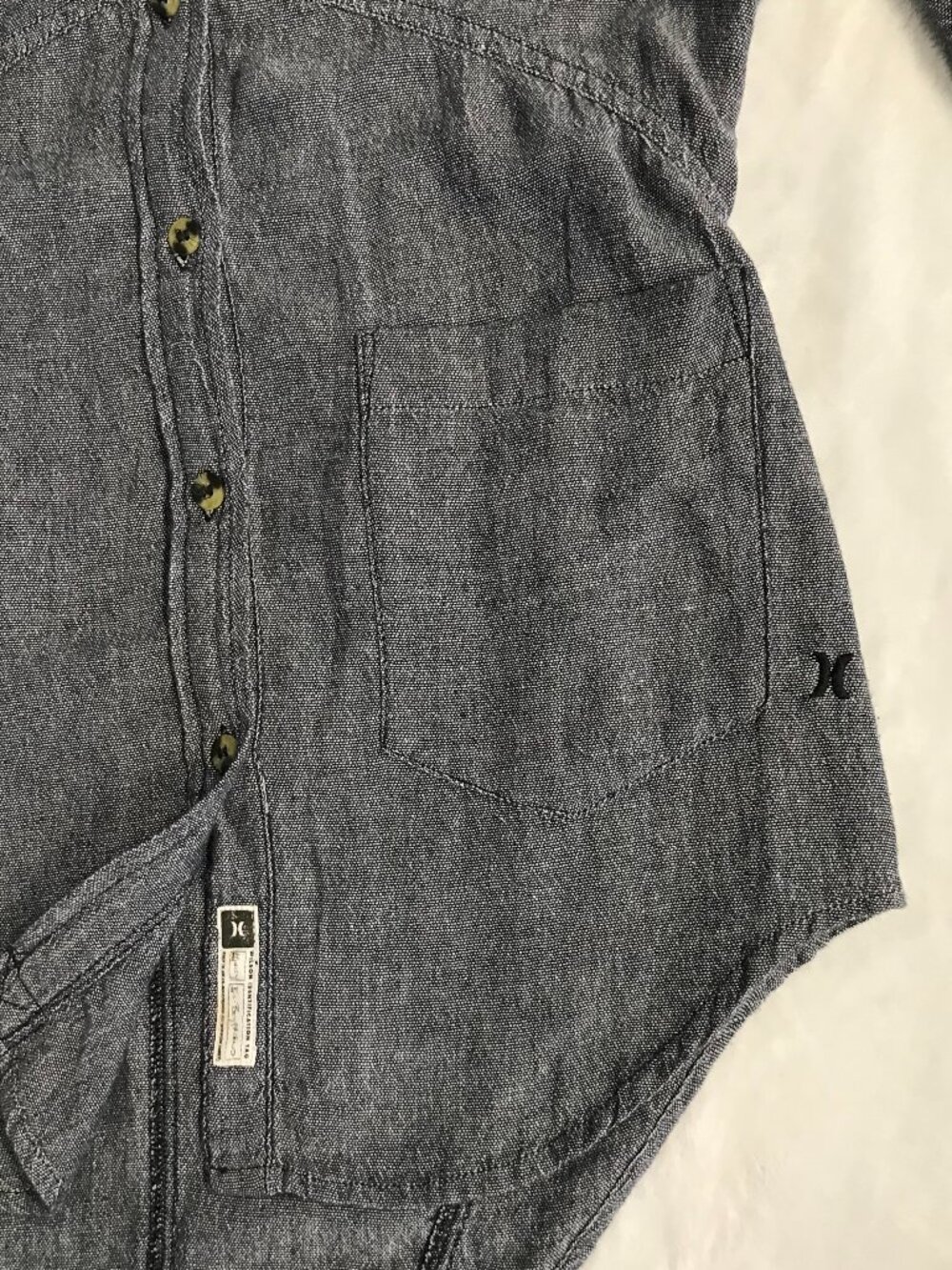 Hurley Ex-Boyfriend Wilson Fit Shirt S 100% Cotton Charcoal Gray - Picture 11 of 13